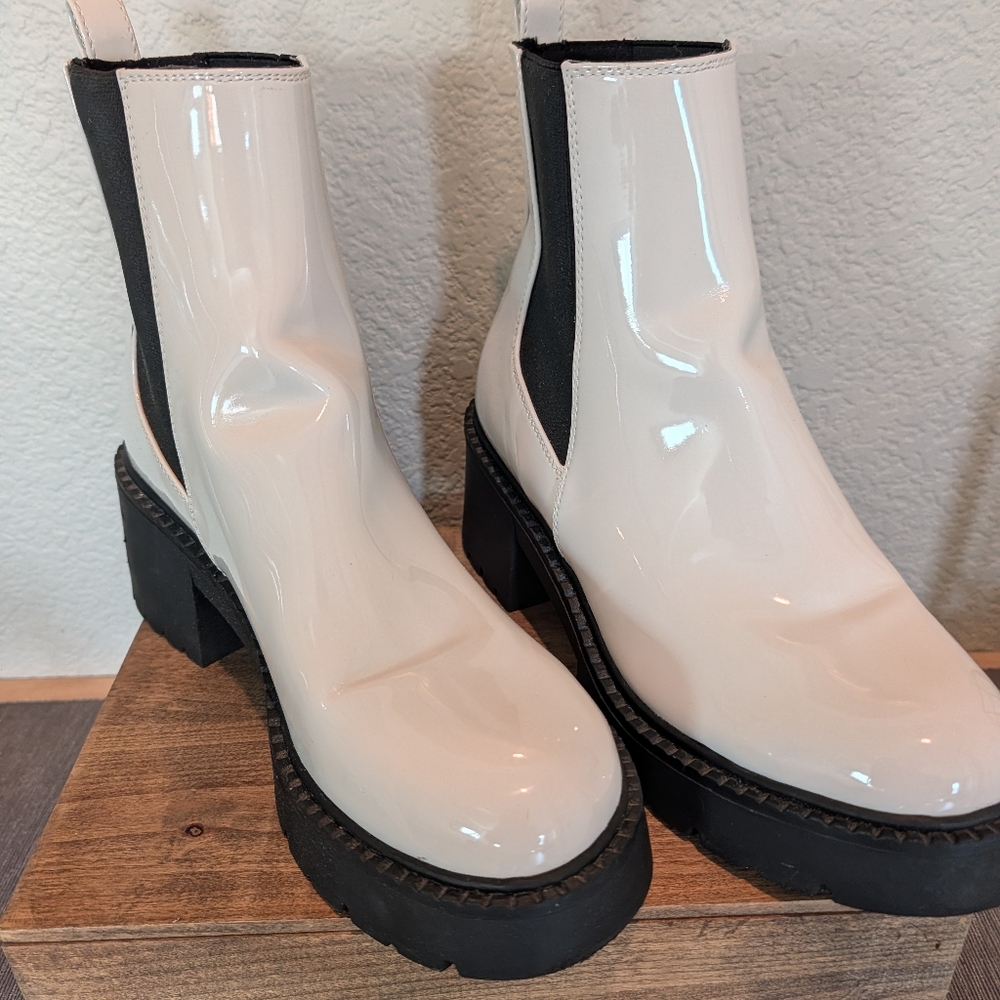 Madden Girl Glossy White Ankle Boots